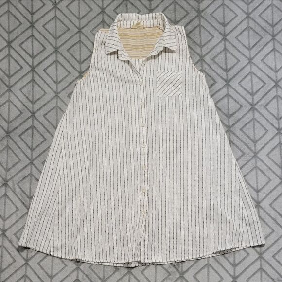 Striped Sleeveless Button Up Dress - Picture 1 of 5